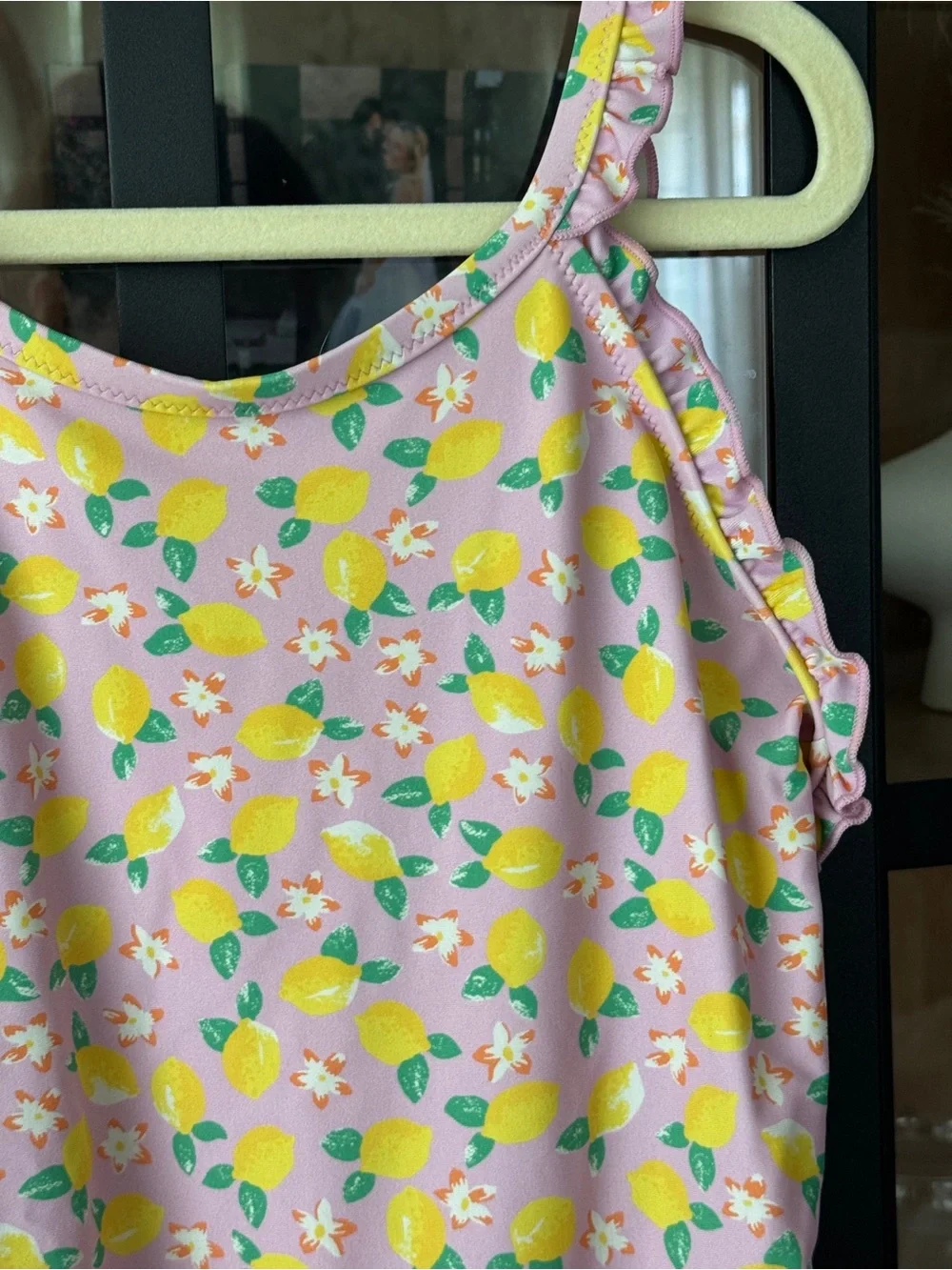 Crewcuts lemons one piece swimsuit ruffle print floral girls
